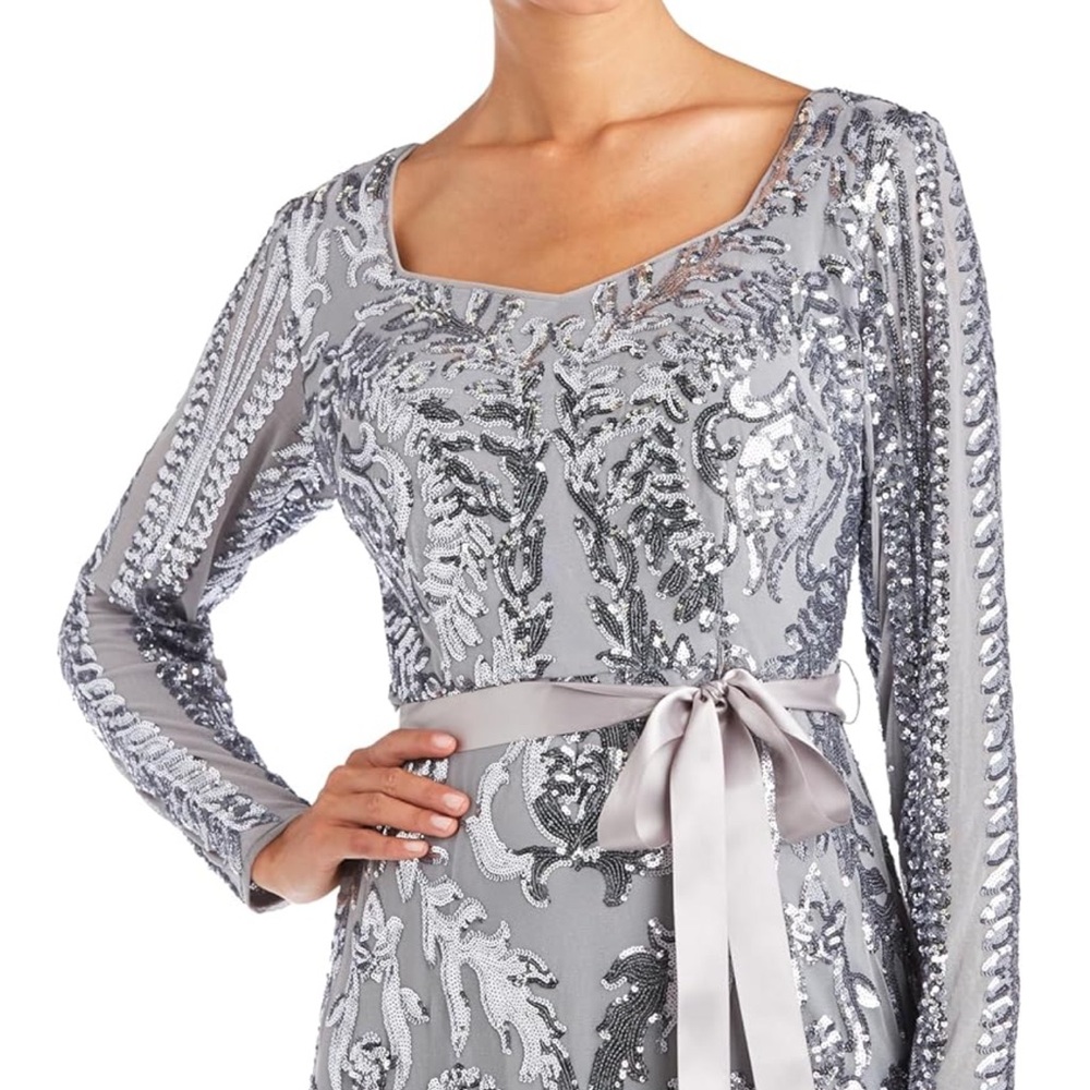 R & M Richards Shimmering Gray dress